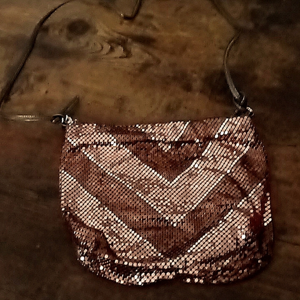 💋sale 90's Nwot Whiting and Davis  copper gold silver mesh cross body purse bag